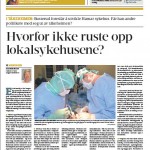 "Hvorfor ikke ruste opp lokalsykehusene?" Faksimile Hamar Arbeiderblad 24.07.2015