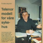 Legeforeningens generalsekretær lanserte Telenor-modellen for norske sykehus i 1998. Faksimile Legekunsten 1/1998.